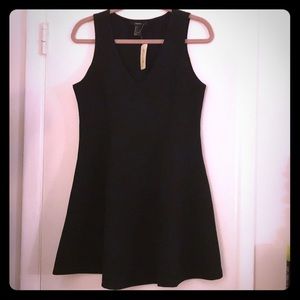 NWT Forever 21 Black Textured Mini Skater Dress L